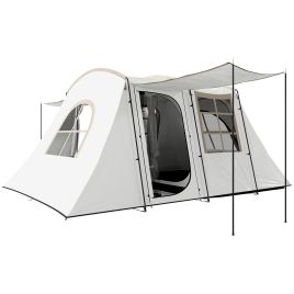 SUNVISTA 3-4 Man Tunnel Tent with Porch & Living Area, 3000mm Waterproof, Family Camping Tent - Khaki