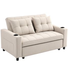 HERON Two Seater Pull Out Sofa Bed - Beige