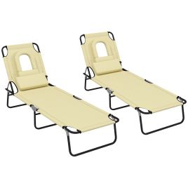 Jones Reclining Sun Lounger Set of 2 with Pillow - Black