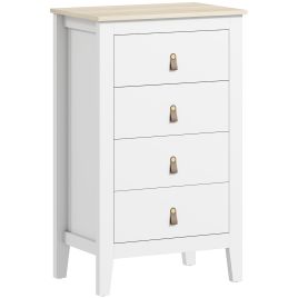 WARNER White Chest of Drawers - Medium-sized, 4 Drawers