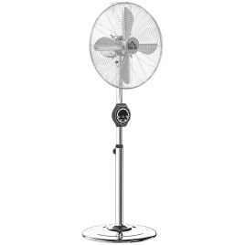 HERON 18-Inch Metal Pedestal Fan with Oscillating, Adjustable Height - Silver Tone