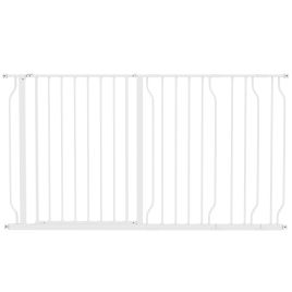 Dog Gate Extra Wide Stairway Gate for Pet with Door, 76H x 75-145Wcm, White