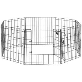 8 Panel Dog Playpen Puppy Pen Rabbits Guinea Metal Crate Pet Cage Run Indoor Outdoor, 61x61 cm