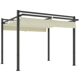SUNVISTA 3 x 3m Aluminium Pergola, with Retractable Roof - Grey/Khaki