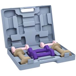 SPORTEDGE 12kg Hex Dumbbells Set of 6 Hand Weights Carry Case - Multi