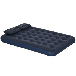 Jones Inflatable Slumber Queen-Size Air Bed with Built-In Pump - Azure Blue