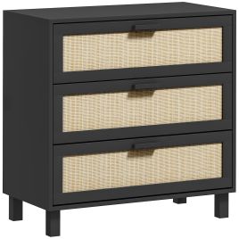 ECHO Black Rattan Chest of Drawers - Medium-sized, 4 Drawers