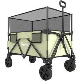 Jones Folding Trolley Wagon Cart for Beach and Camping - Khaki