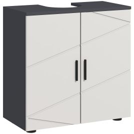 kleankin Pedestal Sink Cabinet, Bathroom Vanity Unit, Floor Basin Storage Cupboard with Double Doors and Shelf, 60 x 30 x 60 cm, Light Grey