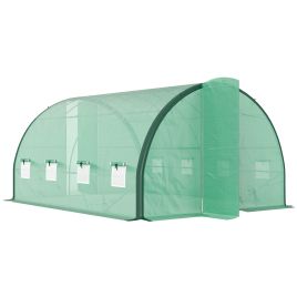 SUNVISTA 4 x 3(m) Polytunnel Greenhouse, with Windows and Doors - Green