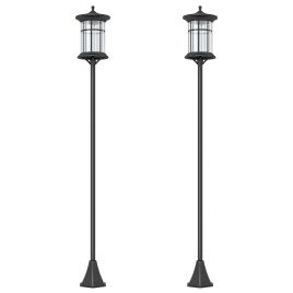 SUNVISTA Set of Two 1.8m Traditional Style Solar Lamp Posts - Black