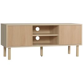 HERON Sliding Door TV Cabinet Stand - Oak Wood-Effect