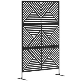 SUNVISTA 6.5FT Garden Privacy Screen, Freestanding Metal Divider, Rhombus Design, Black