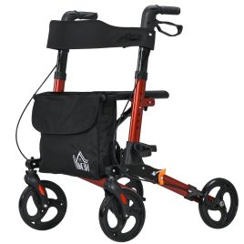 Scott 4 Wheel Rollator with Seat and Carry Bag for Seniors - Red