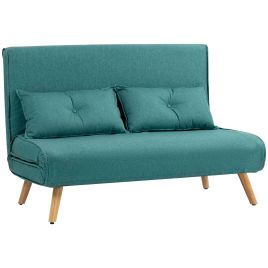 HERON Two Seater Linen Look Sofa Bed - Green