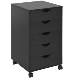 5 Drawer Mobile Filing Cabinet, Vertical File Cabinet, Modern Rolling Printer Stand for Home Office, Black