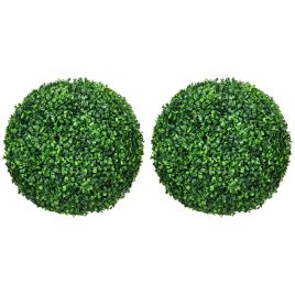 Scott Set of 2 Artificial Topiary Balls Faux Boxwood Balls for Decoration - Green