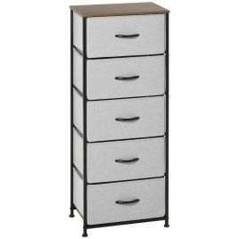DRAWELLE Grey Chest of Drawers - Tallboy, Medium-sized, 5 Drawers