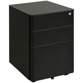 3 Drawer Steel Metal Filing Cabinet Lockable Rolling Vertical File Cabinet Black