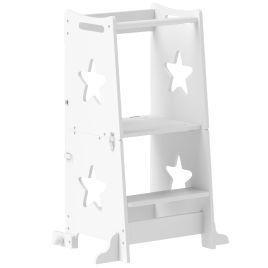 AIVAGO 2 in 1 Toddler Step Stool with Safety Rail for Kitchen, Bathroom, White