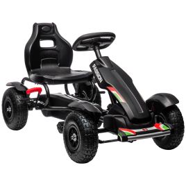 Metal Kids Pedal Go Kart with Adjustable Seat Inflatable Tyres Black