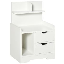 Bedside Table - DORK 2 Drawer Nightstand White 30cm