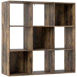 HERON Nine Cube Storage Shelf - Rustic Brown