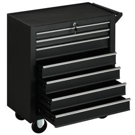 Faune Roller Tool Cabinet Garage Storage Chest Box with 7 Drawers - Black