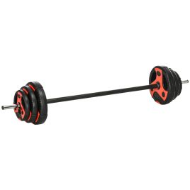 McAlpin Weight Lifting Strength Training Equipment 20kg Barbell Weights Set - Black and Red