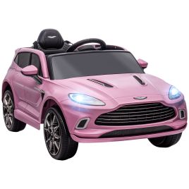 AIVAGO Aston Martin DBX Licensed Battery Powered Kids Electric Car, 12V Kids Ride on Car w/ Lights, Music Horn, Pink
