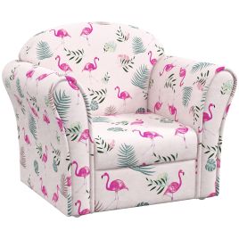 Kinsey Kids Armchair with Flamingo Design Wooden Frame - Pink