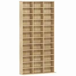 HERON CD Storage Unit Adjustable Shelves 102x195cm - Oak Tone