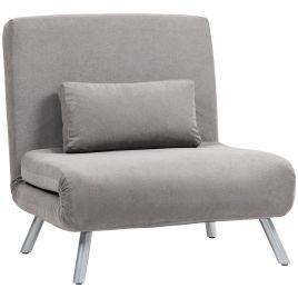 HERON Single Velvet Feel Chair Bed - Grey
