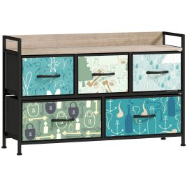 DWELVA Multi Colour Chest of Drawers - Medium-sized, 5 Drawers, Fabric Drawers