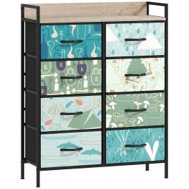 DWELVA Multi Colour Chest of Drawers - Medium-sized, 8 Drawers, Double, Fabric Drawers