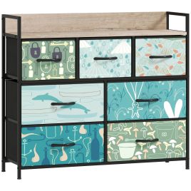 DWELVA Multi Colour Chest of Drawers - Medium-sized, 7 Drawers, Fabric Drawers