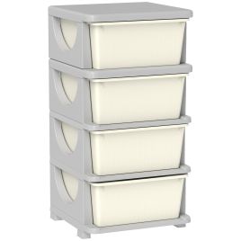 HERON Four Tier Kids Storage Boxes with Four Drawers - White