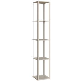 HERON RGB LED Floor Lamp with Shelves Dimmable Standing Lamp Remote Control - Oak