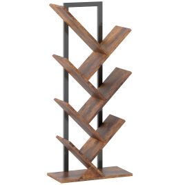 HERON Six Section Tree Bookcase - Wood Effect