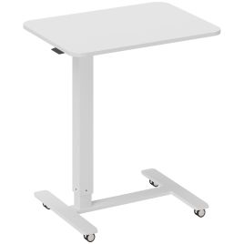 HERON Height Adjustable Standing Desk Pneumatic Sit Stand Overbed Table - White