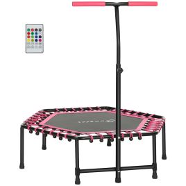 SPORTEDGE 45in Rebounder Trampoline for Adults Quiet Bungee LED Lights Handle - Pink