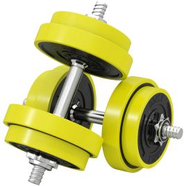 HERON 20KGS 2 In 1 Dumbbell Barbell Adjustable Set Strength Exercise - Yellow