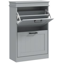 CABINA 2 Drawer Minimalistic Narrow Shoe Storage Cabinet for 10 Shoes - Grey