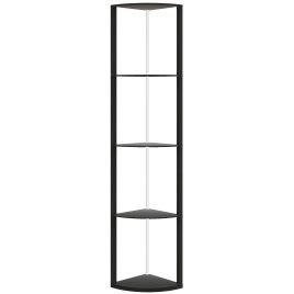 HERON RGB LED Floor Lamp with Shelves 5 Tier Dimmable Standing Lamp Remote - Black