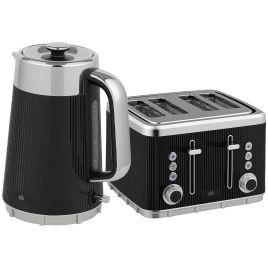 HERON Electric Kettle Toaster Set 3000W 1.7L UK Strix Limescale Filter - Black
