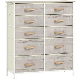 STOWLY Grey Chest of Drawers - Medium-sized, 10 Drawers, Double, Fabric Drawers