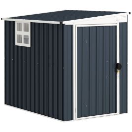 OSTREL 6ft Garden Shed Galvanised Steel Outdoor Storage Shed with Window - Grey