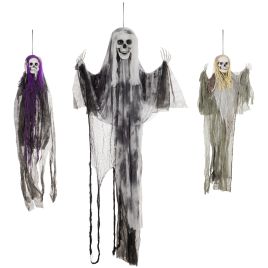 Halloween Skeleton Decoration Steel Hanging Ghost Set of 3 - Grey