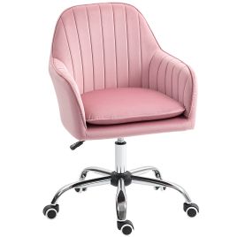 HERON Velvet-Feel Tub Office Chair with Seat Cushion - Dark Pink