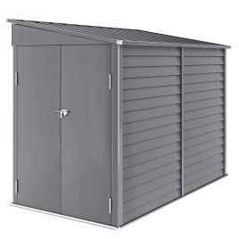 SUNVISTA 5x9ft Galvanised Metal Garden Shed Foundation Kit Lockable Doors - Grey